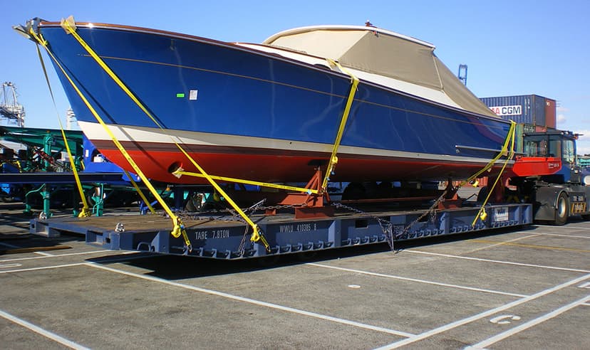 boat prepped for shipping